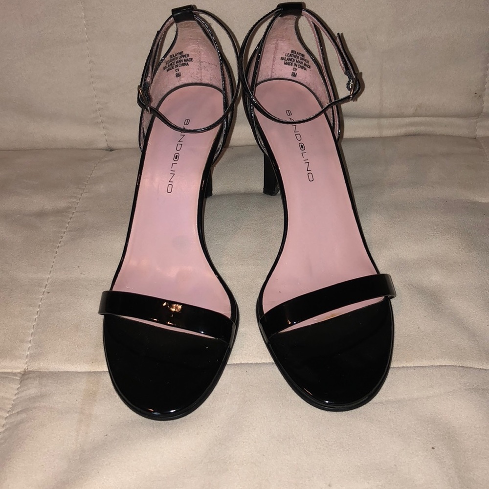 Bandolino Black Patent Strappy Heels -Size 8